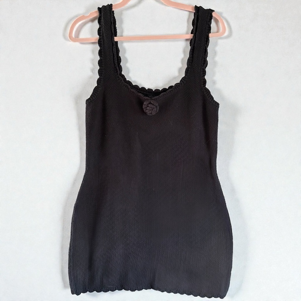 Wild Fable Women's L Rosette Motif Sweater Knit Sleeveless Black Mini Dress Y2K - Picture 2 of 10